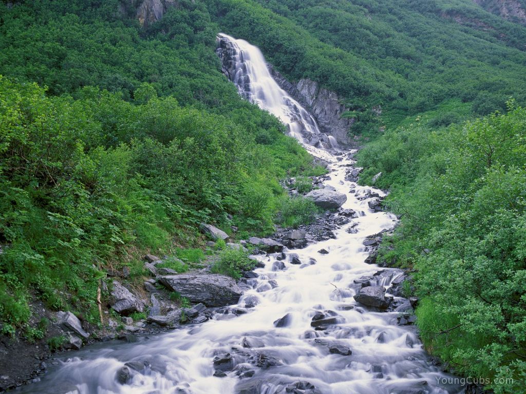 Seasonal Waterfall, Chugach Mountains, Alaska